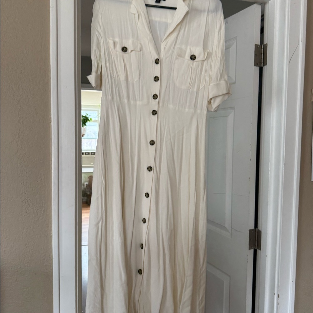 J. Crew Cream Buttoned Maxi Sundress